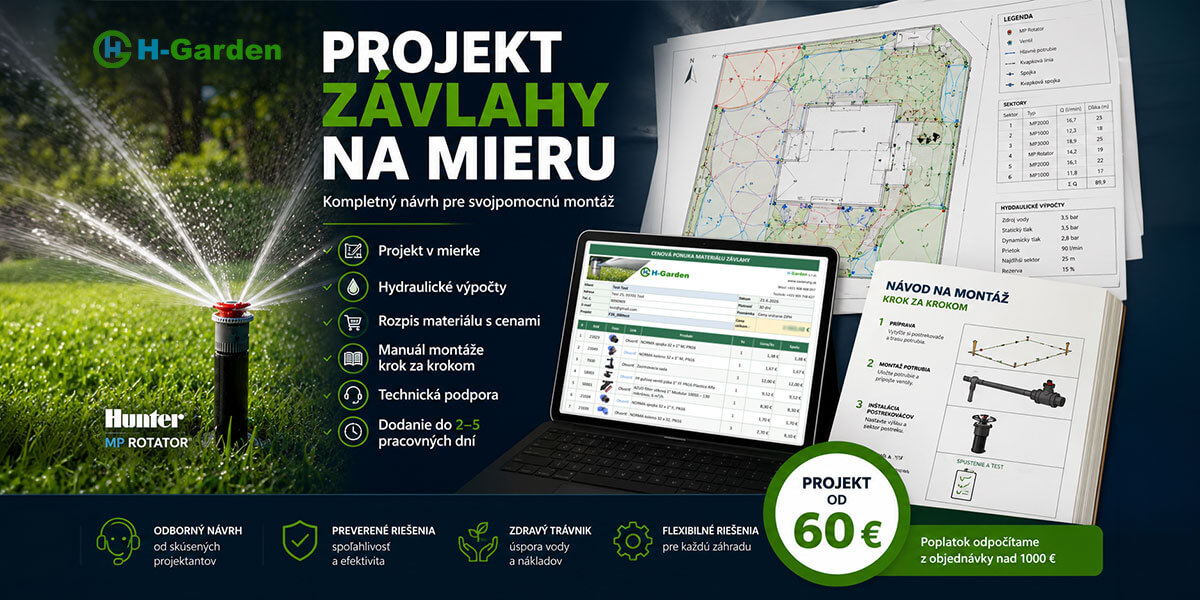 Projekt závlahy na mieru H-Garden – návrh automatickej závlahy s hydraulickými výpočtami a rozpisom materiálu